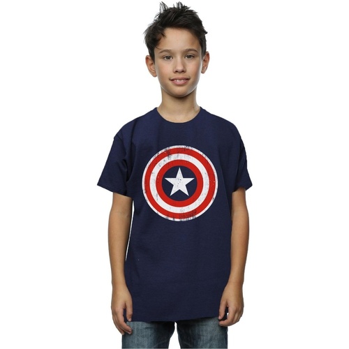 textil Niño Camisetas manga corta Marvel Captain America Cracked Shield Azul
