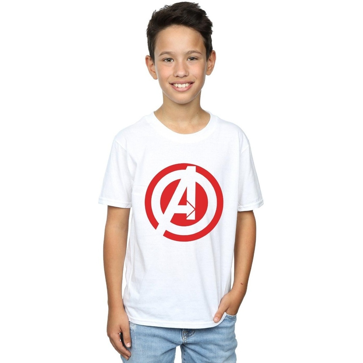 textil Niño Camisetas manga corta Marvel Avenegers Assemble Solid A Logo Blanco