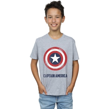 textil Niño Tops y Camisetas Marvel Captain America Shield Text Gris