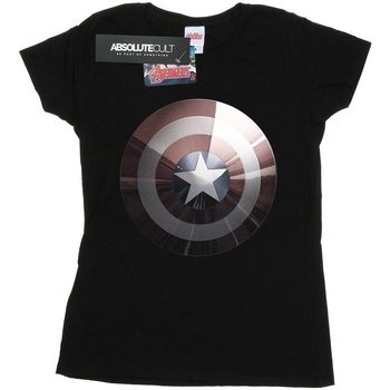 textil Mujer Camisetas manga larga Marvel Captain America Shield Shiny Negro