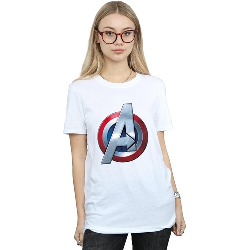 textil Mujer Camisetas manga larga Marvel Avengers 3D Logo Blanco