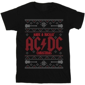 textil Niña Camisetas manga larga Acdc Have A Rockin Christmas Negro