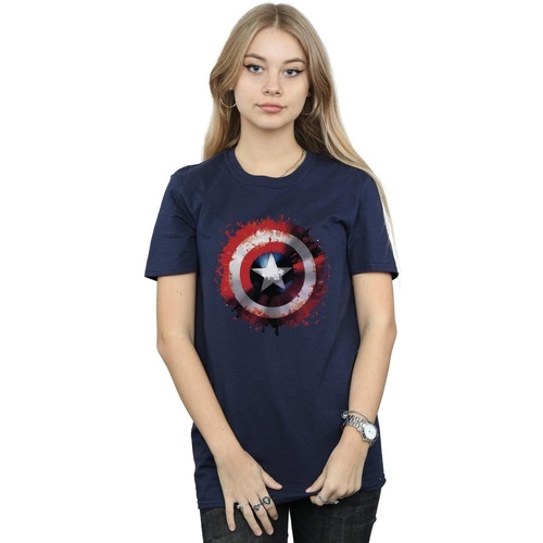 textil Mujer Camisetas manga larga Marvel Avengers Captain America Art Shield Azul