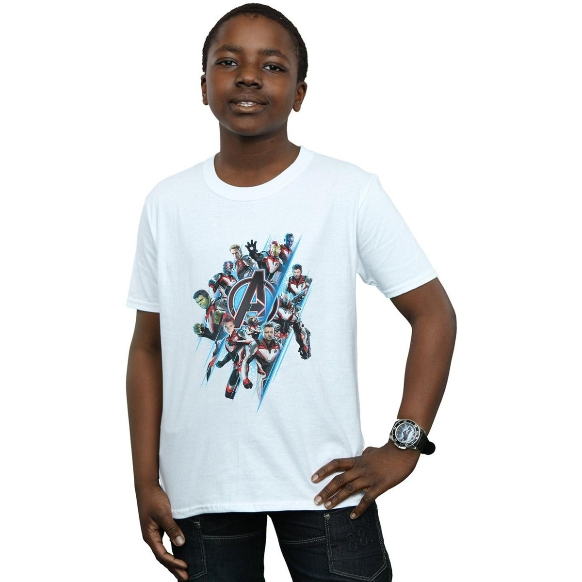textil Niño Camisetas manga corta Marvel Avengers Endgame Logo Team Blanco