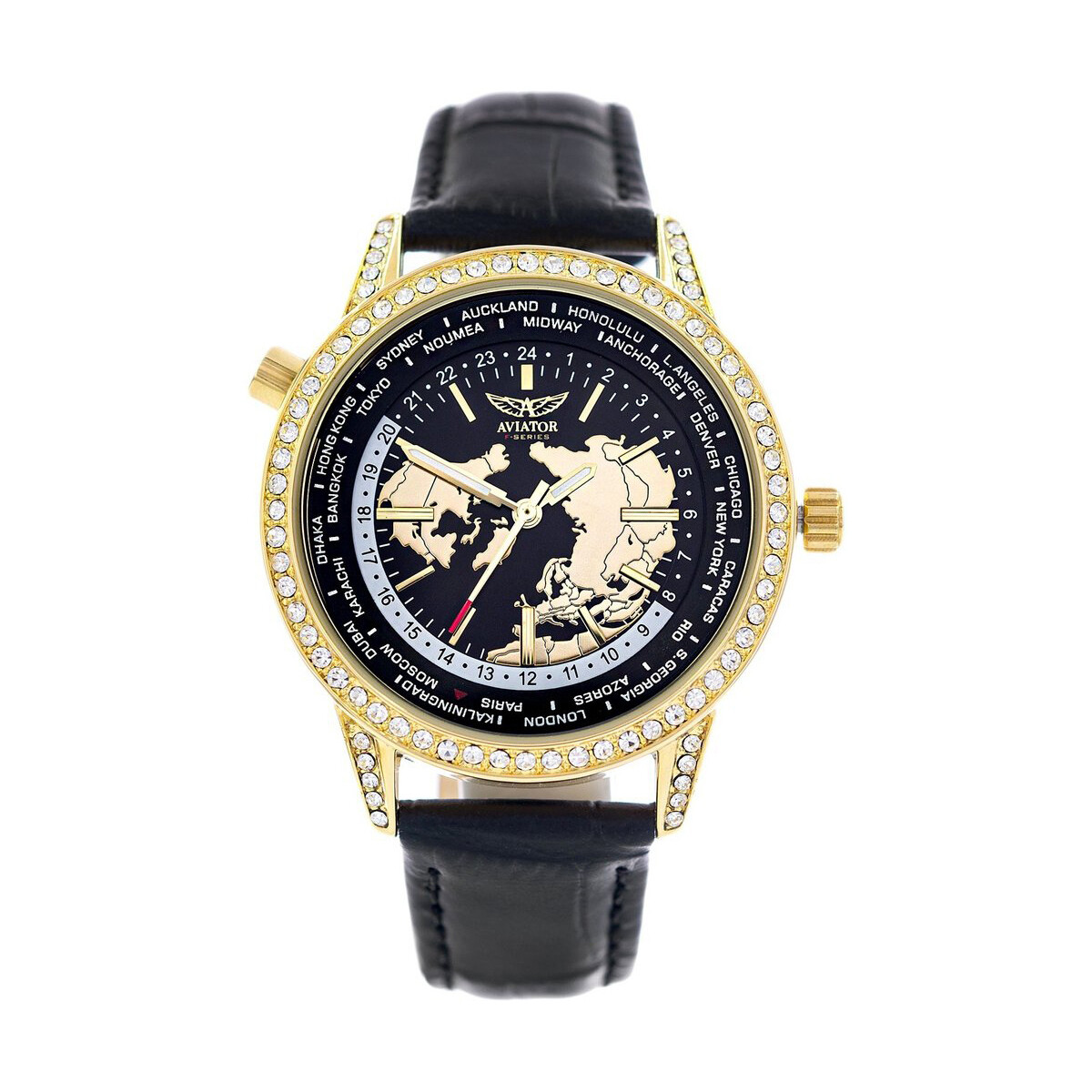 Relojes & Joyas Mujer Reloj Aviator F-Series Gold Collection Negro