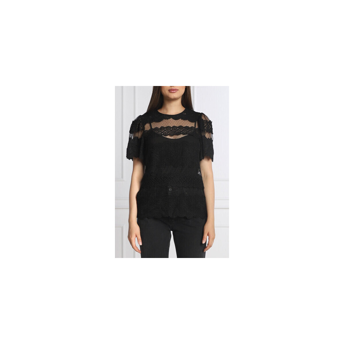 textil Mujer Vaqueros ¾ & 7/8 Twin Set BLUSA IN TULLE E PIZZO Art. 222TP2255 