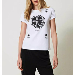 textil Mujer Tops y Camisetas Twin Set T-SHIRT CON STAMPA QUADRIFOGLIO Art. 241TP2702 