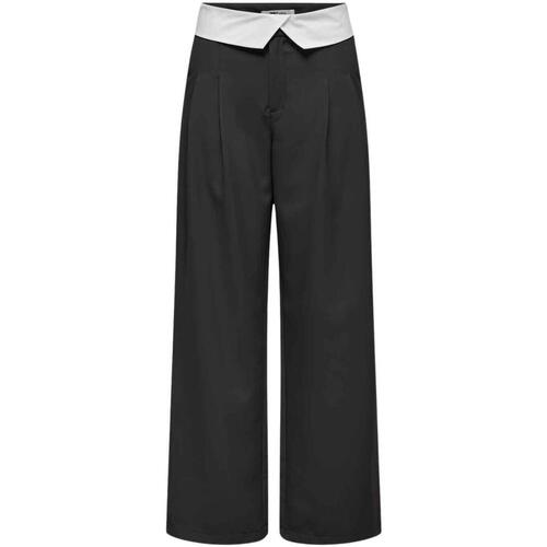 textil Pantalones Only ONLDIANE HW FOLD-DOWN PANT Negro