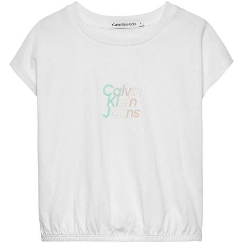 textil Niña Camisetas manga corta Calvin Klein Jeans IG0IG02432 YAF Blanco