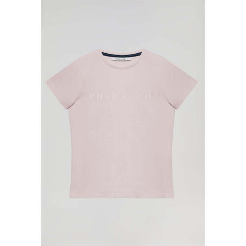textil Mujer Camisetas manga corta Polo Club NEW ESTABLISHED TITLE W B Rosa