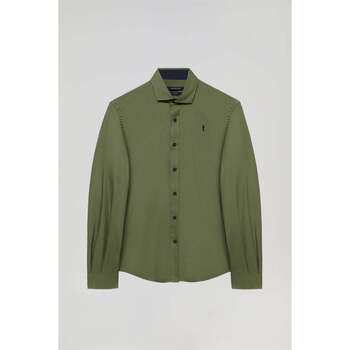textil Hombre Camisas manga larga Polo Club Camisa Verde 39942 Verde