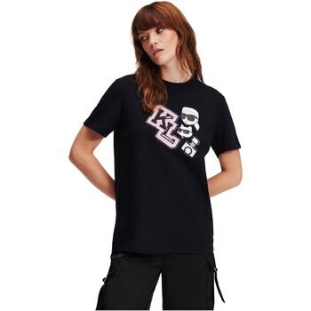 textil Mujer Camisas Karl Lagerfeld - Camiseta Oversize Varsity K/Ikonik Negro