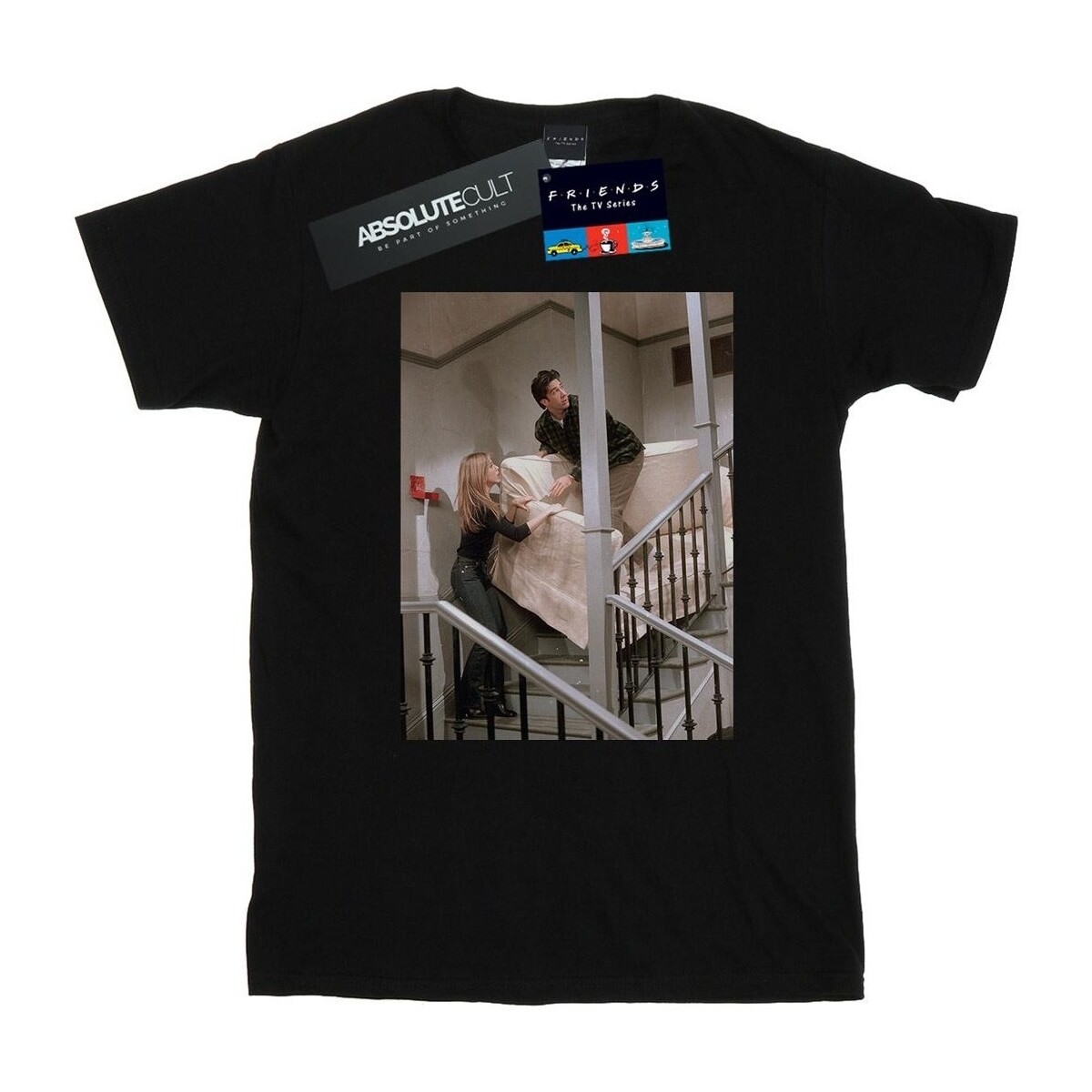 textil Hombre Camisetas manga larga Friends Sofa Stairs Photo Negro