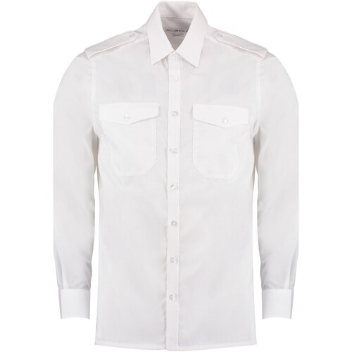 textil Hombre Camisas manga larga Kustom Kit K134 Blanco