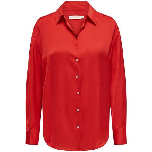 textil Tops y Camisetas Only ONLWINNIE IDOL LS SATIN SHIRT Rojo