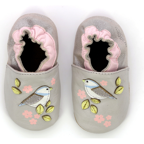 Zapatos Niña Pantuflas para bebé Robeez Nice Birds Gris