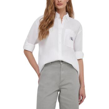 textil Mujer Tops y Camisetas Calvin Klein Jeans WOVEN LABEL RELAXED SHIRT Blanco