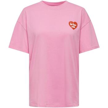 textil Mujer Tops y Camisetas Only ONLSENNA S/S HEART TOP BOX Rosa
