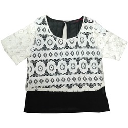 textil Mujer Camisetas manga corta Café Noir MJT356 Blanco