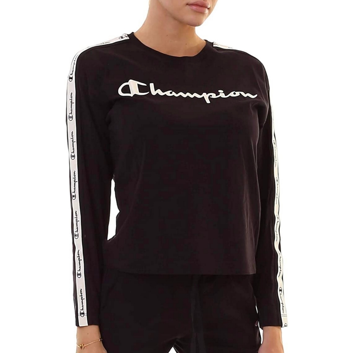 textil Mujer Camisetas manga larga Champion 112488 Negro