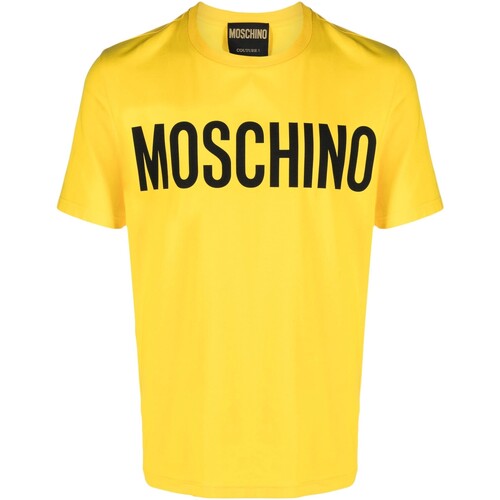 textil Hombre Camisas manga larga Moschino - Camiseta con Logo Bsico en Contraste Amarillo