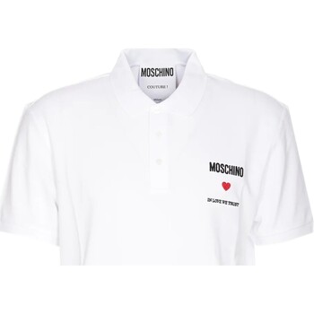 textil Hombre Camisas manga larga Moschino - Polo de Piqu  In Love We Trust Blanco