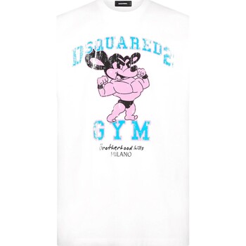 textil Hombre Camisas manga larga Dsquared - Camiseta con Estampado Gym Fit Blanco