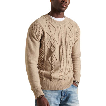 Superdry PATCHWORK CABLE CREW Beige