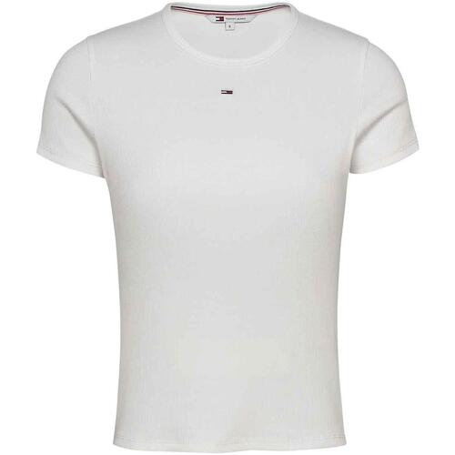 textil Mujer Tops y Camisetas Tommy Jeans TJW SLIM ESSENTIAL RIB SS EXT Blanco