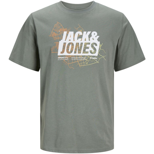 textil Hombre Camisetas manga corta Jack & Jones 12252376 JCOMAP LOGO TEE SS CREW NECK SN AGAVE GREEN Verde