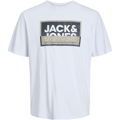 textil Niño Camisetas manga corta Jack & Jones 12254194 JCOLOGAN TEE SS CREW NECK SS24 JNR WHITE Blanco