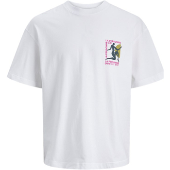 textil Hombre Camisetas manga corta Jack & Jones 12247018 JORCAPITAL POSTER TEE SS CREW NECK LN BRIGHT WHITE Blanco
