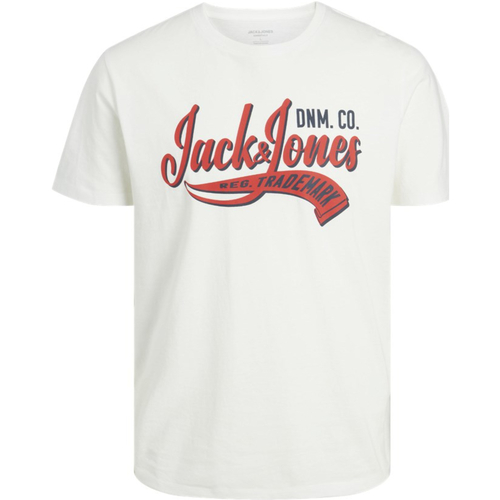 textil Hombre Camisetas manga corta Jack & Jones 12243611 JJELOGO TEE SS O-NECK 2 COL 23/24 PLS CLOUD DANCER Blanco