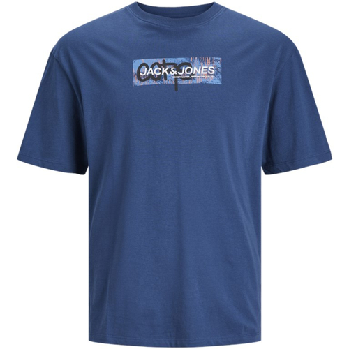textil Hombre Camisetas manga corta Jack & Jones 12257369 JCOAOP PRINT TEE SS CREW NECK PLS ENSIGN BLUE Azul