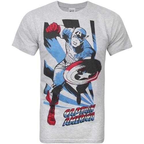 textil Hombre Camisetas manga larga Captain America NS5469 Rojo