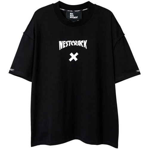 textil Hombre Camisetas manga corta Mod Wave Movement - Camiseta Nestcrack And Wings Negro