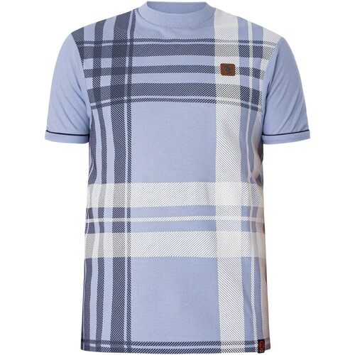 textil Hombre Camisetas manga corta Trojan Camiseta Extragrande Con Panel De Cuadros Azul