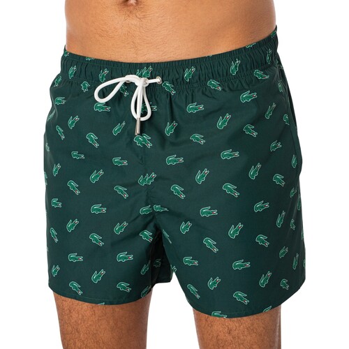 textil Hombre Bañadores Lacoste Shorts De Baño Con Estampado De Cocodrilo Verde