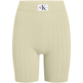 textil Mujer Shorts / Bermudas Calvin Klein Jeans WOVEN LABEL SWEATER SHORTS Verde