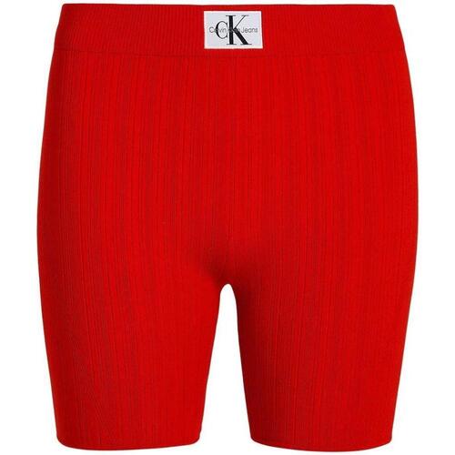 textil Mujer Shorts / Bermudas Calvin Klein Jeans WOVEN LABEL SWEATER SHORTS Rojo