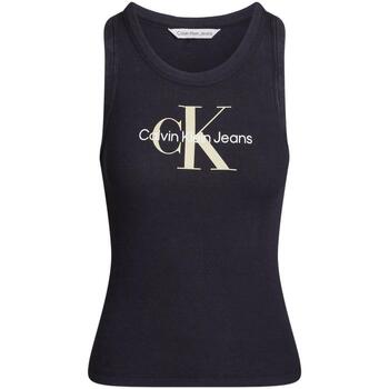 textil Mujer Tops y Camisetas Calvin Klein Jeans ARCHIVAL MONOLOGO RIB TANK Negro