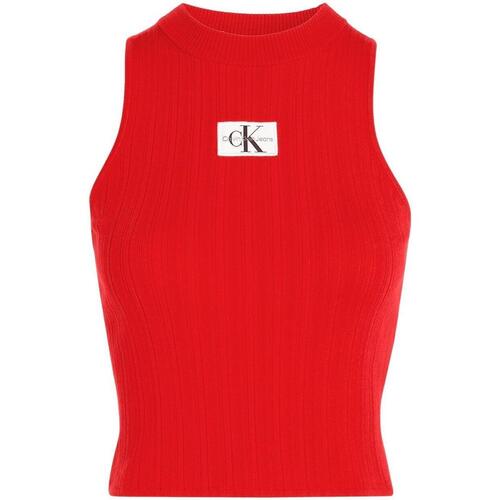 textil Mujer Tops y Camisetas Calvin Klein Jeans WOVEN LABEL TANK SWEATER Rojo
