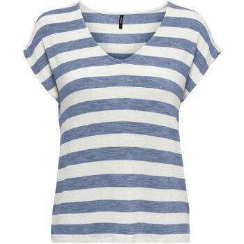 textil Mujer Tops y Camisetas Only ONLLIRA LIFE S/S V-NECK TOP Azul