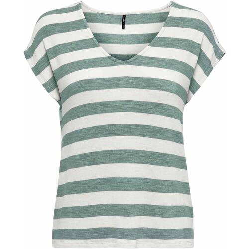 textil Mujer Tops y Camisetas Only ONLLIRA LIFE S/S V-NECK TOP Verde