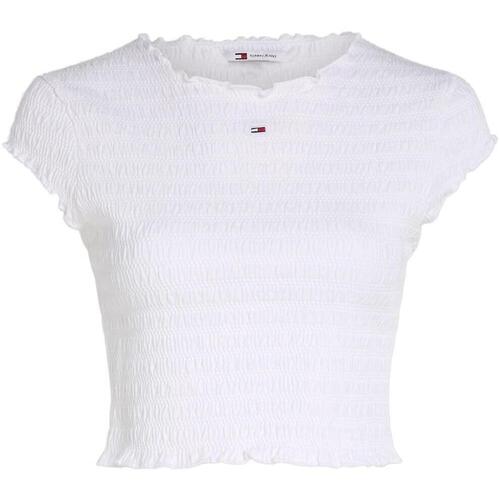 textil Mujer Tops y Camisetas Tommy Jeans TJW SLIM SMOCK TEE Blanco