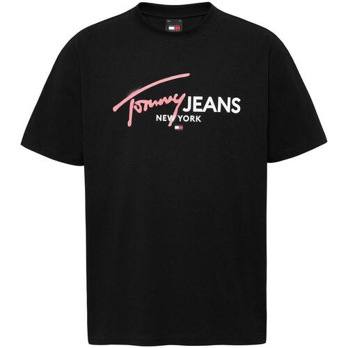 textil Hombre Camisetas manga corta Tommy Jeans TJM REG SPRAY POP COLOR TEE EXT Negro
