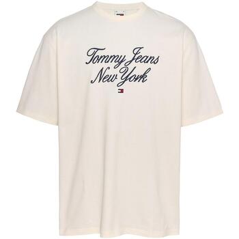 textil Hombre Camisetas manga corta Tommy Jeans TJM OVZ LUXE SERIF TJ NY TEE Blanco
