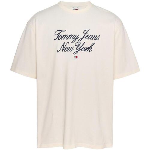 textil Hombre Camisetas manga corta Tommy Jeans TJM OVZ LUXE SERIF TJ NY TEE Blanco