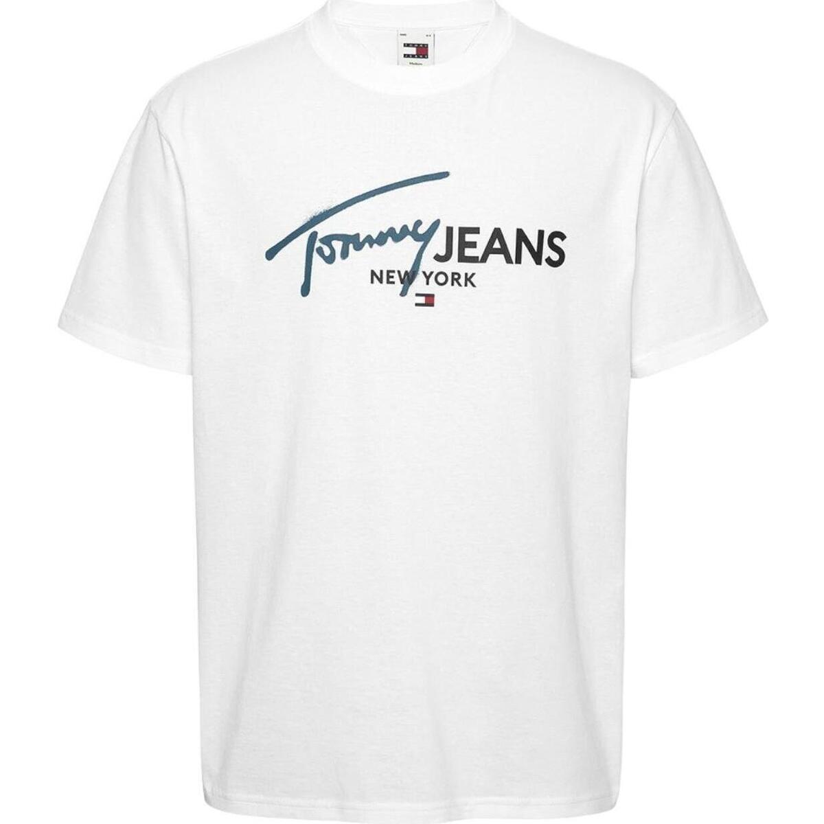 textil Hombre Camisetas manga corta Tommy Hilfiger DM0DM18572 YBR Blanco
