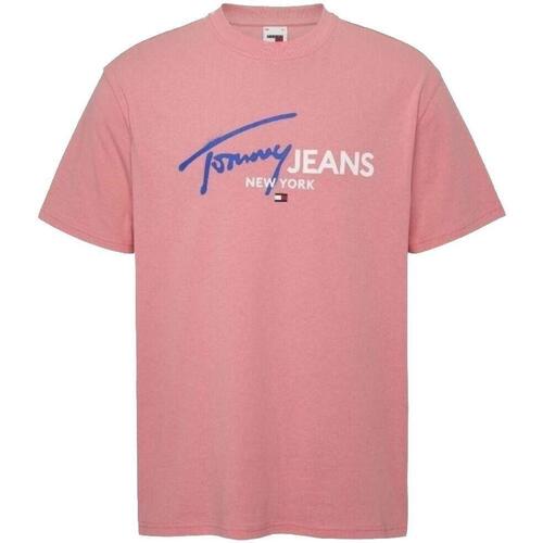 textil Hombre Camisetas manga corta Tommy Hilfiger DM0DM18572TIC Rosa
